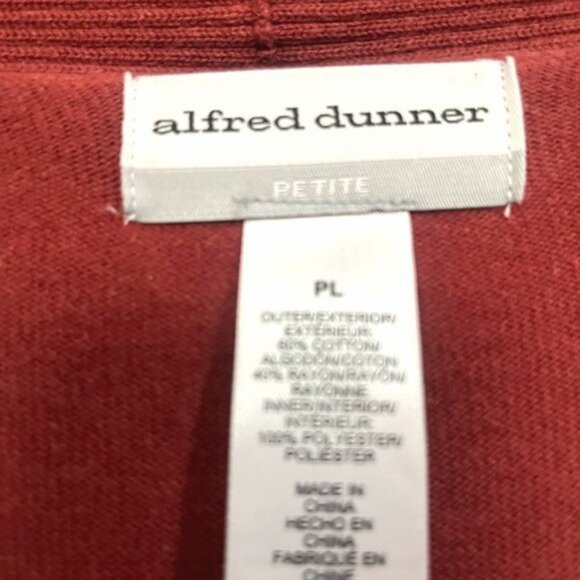 Alfred Dunner Petite Rust Cardigan Chevron Patterned Zig Zag Open Knitwear PL - Picture 15 of 16